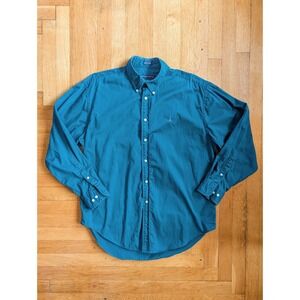 Vintage Norsport Deep Blue Green Button Down Shirt Mens - Medium 100% Cotton